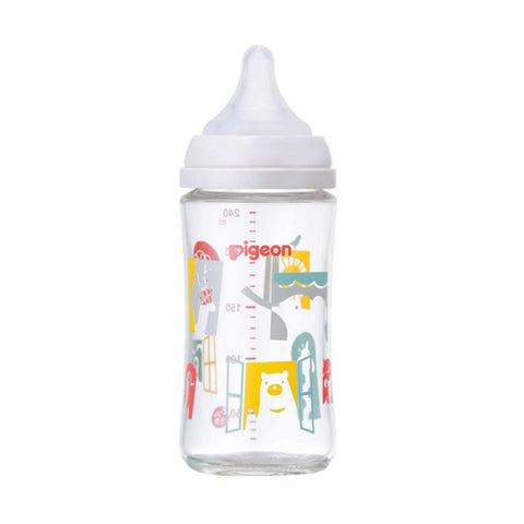 Pigeon Breastfeeding Bottle, White 240 ml, Approximately 3 Months and Up, Made of Heat Resistant Quick-cooling Glass