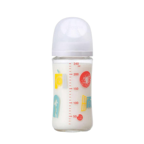 Pigeon Breastfeeding Bottle, White 240 ml, Approximately 3 Months and Up, Made of Heat Resistant Quick-cooling Glass